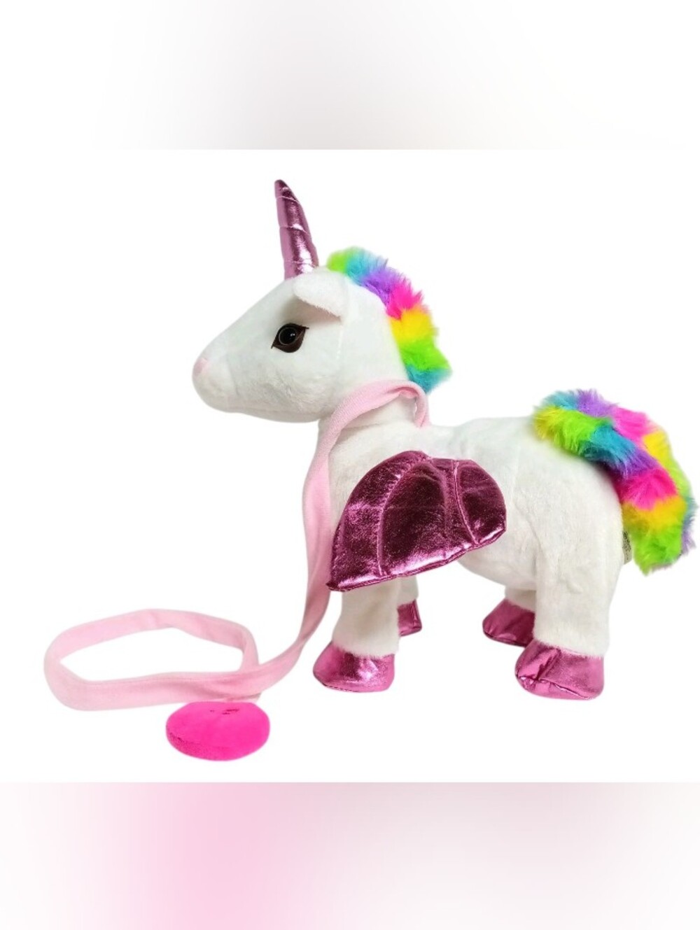 Walking Unicorn Musical Singing Plush Toy Remote Control Leash 12.5" White/Multi